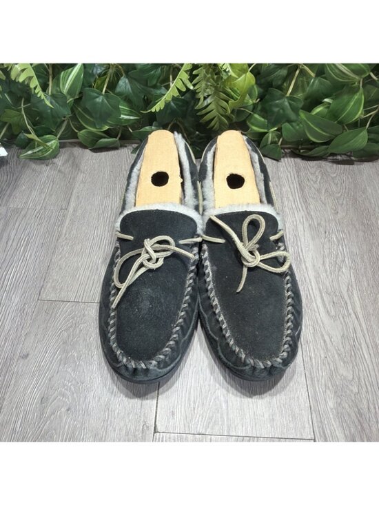 LL Bean Slippers Men Size 12 M Shoes Black Sheepskin Shearling Moccasins main image 2